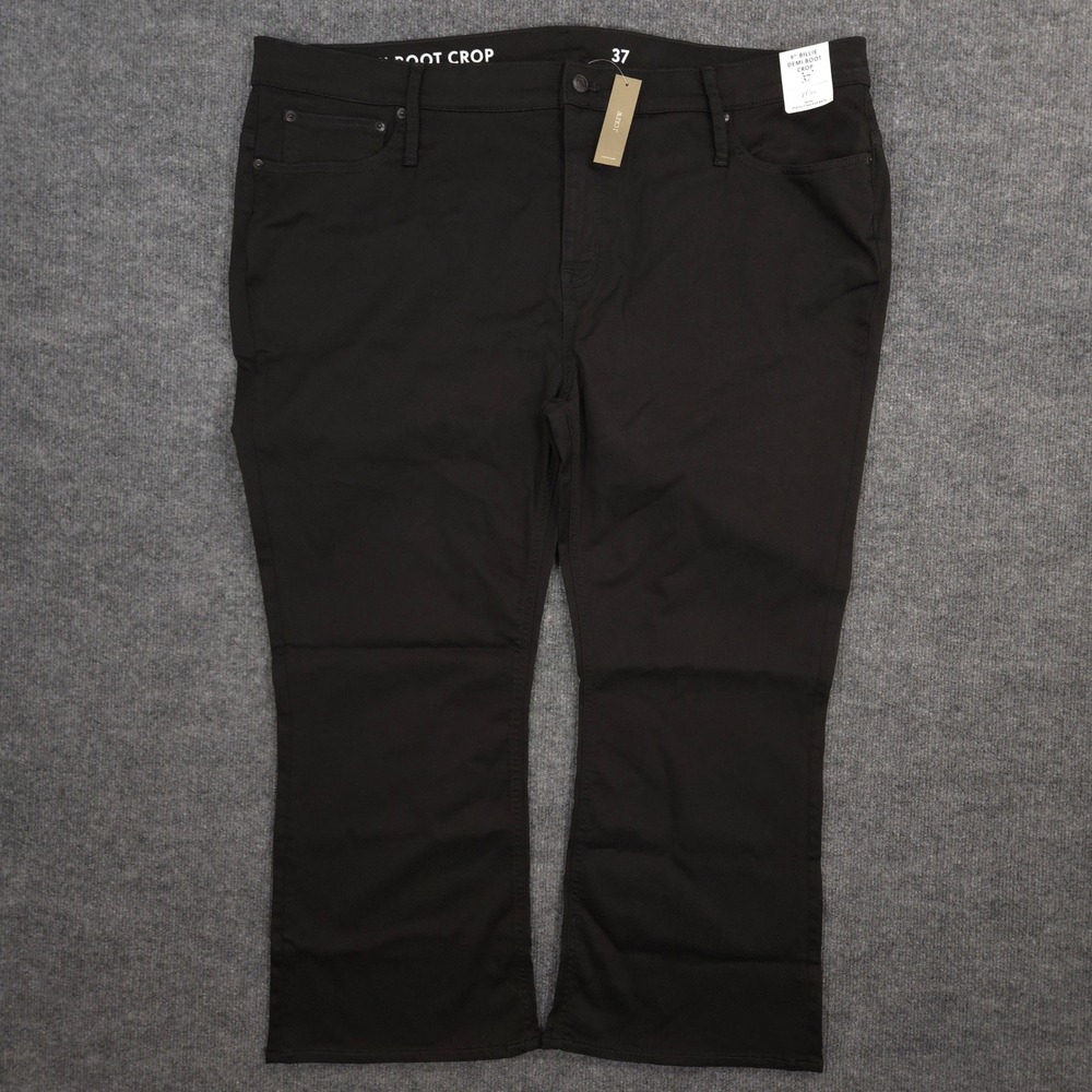 J Crew Jeans Womens 37/24 Black Billie Demi‎ Boot Crop Flex Dark Wash Denim NEW